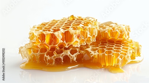 Honeycomb with dripping honey.