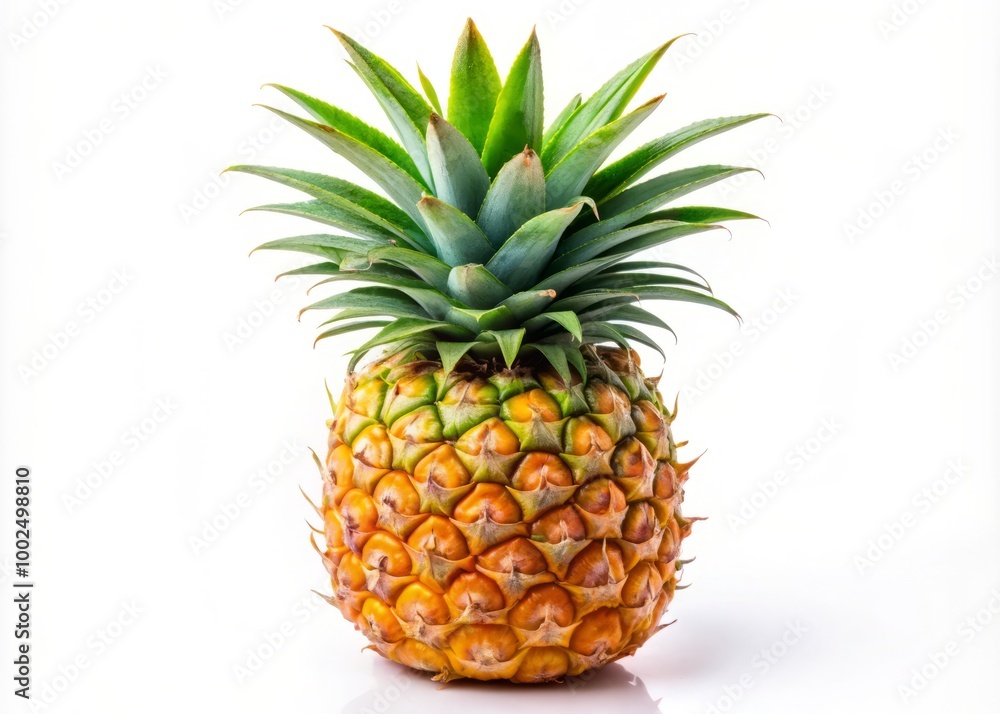 Fototapeta premium A stunning close-up of a vibrant, fresh pineapple showcases its unique texture and rich colors against a clean
