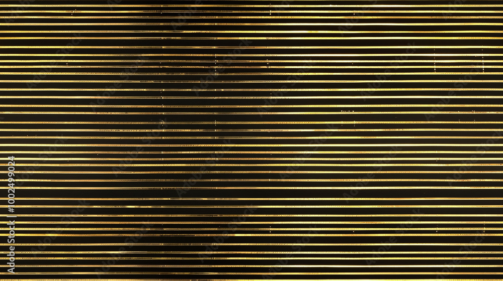 Fototapeta premium Thin horizontal golden lines forming a barcode-like pattern: Seamless design with thin gold lines placed at varying intervals, mimicking a barcode