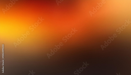 Fiery yellow burnt orange copper red brown gray black abstract background. Color gradient, ombre. Rough grainy noise grungy texture. Glow light shine.