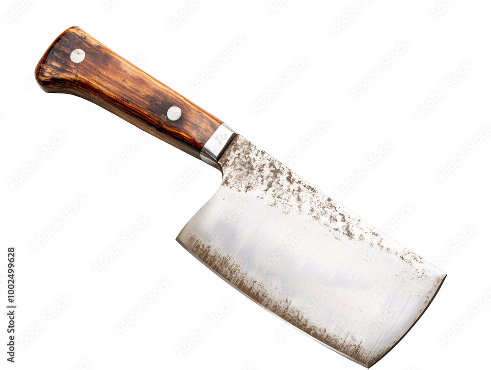 a cleaver with a wooden handle a cleaver with a wooden handle