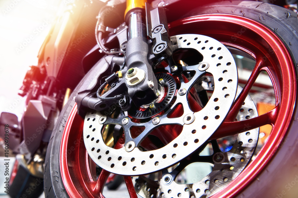 Fototapeta premium Wheel of modern motorcycle