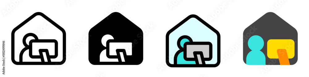 Editable work or learn from home vector icon. Online learning, course, tutorial. Part of a big icon set family. Perfect for web and app interfaces, presentations, infographics, etc Editable work or learn from home vector icon. Online learning, course, tutorial. Part of a big icon set family. Perfect for web and app interfaces, presentations, infographics, etc