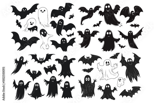 Spooky Ghost Silhouettes in the Night