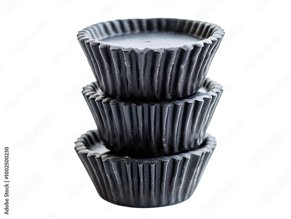 a stack of black cupcake cases a stack of black cupcake cases