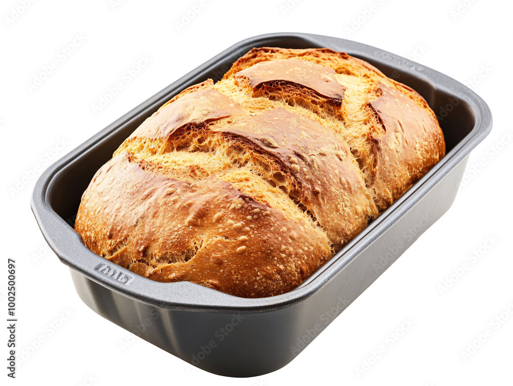 a loaf of bread in a pan a loaf of bread in a pan