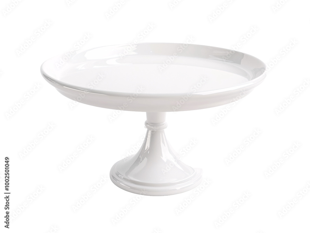 a white cake stand with a round white plate a white cake stand with a round white plate