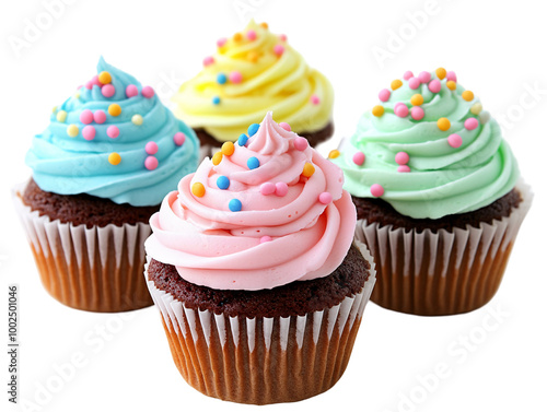 a group of cupcakes with frosting