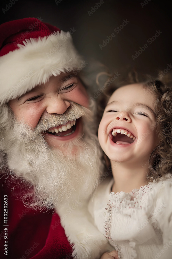 Child Laughing Happily with Santa Child Laughing Happily with Santa