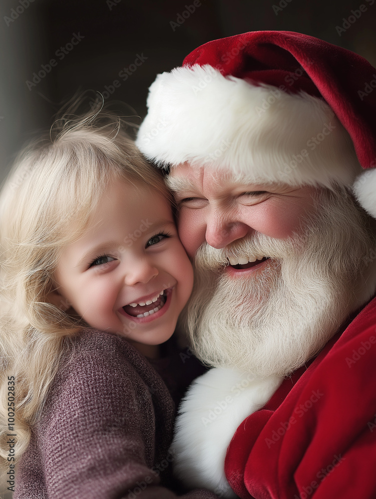 Child Laughing Happily with Santa Child Laughing Happily with Santa