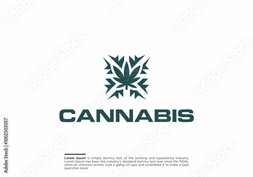 Abstract linear gradient logo icon leaf plant cannabis pattern for your company