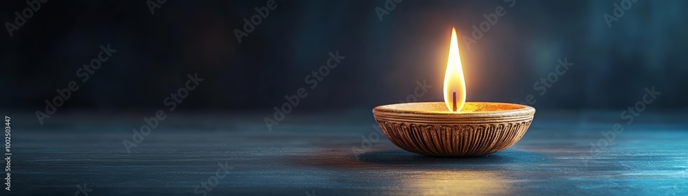 Traditional oil lamp lit, casting a warm glow in a dark environment. Traditional oil lamp lit, casting a warm glow in a dark environment.
