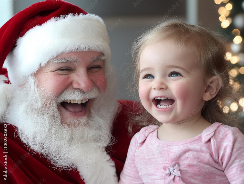 Child Laughing Happily with Santa Child Laughing Happily with Santa