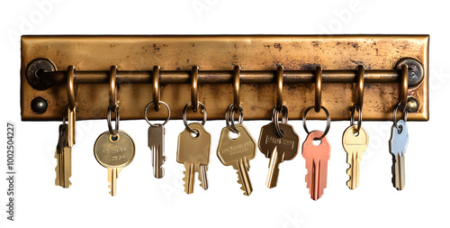 a group of keys on a wall

