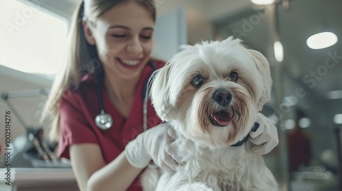 Veterinarian Examining a Dog