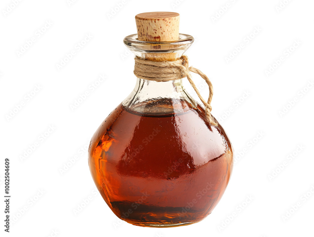 a glass bottle with brown liquid a glass bottle with brown liquid
