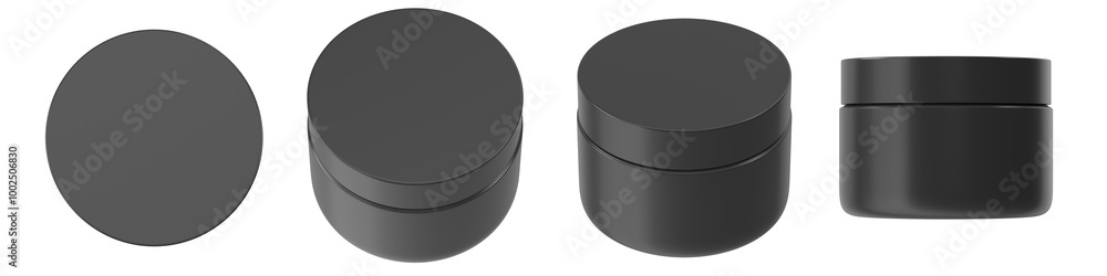 black cosmetic Cream Jar product mockup isolated black cosmetic Cream Jar product mockup isolated