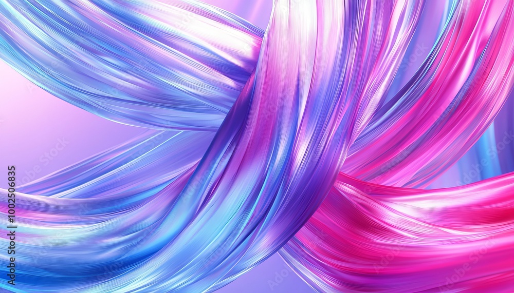 Naklejka premium Abstract, Wavy, Flowing Shapes in Vibrant Blue and Pink Hues, 3D Rendered Illustration