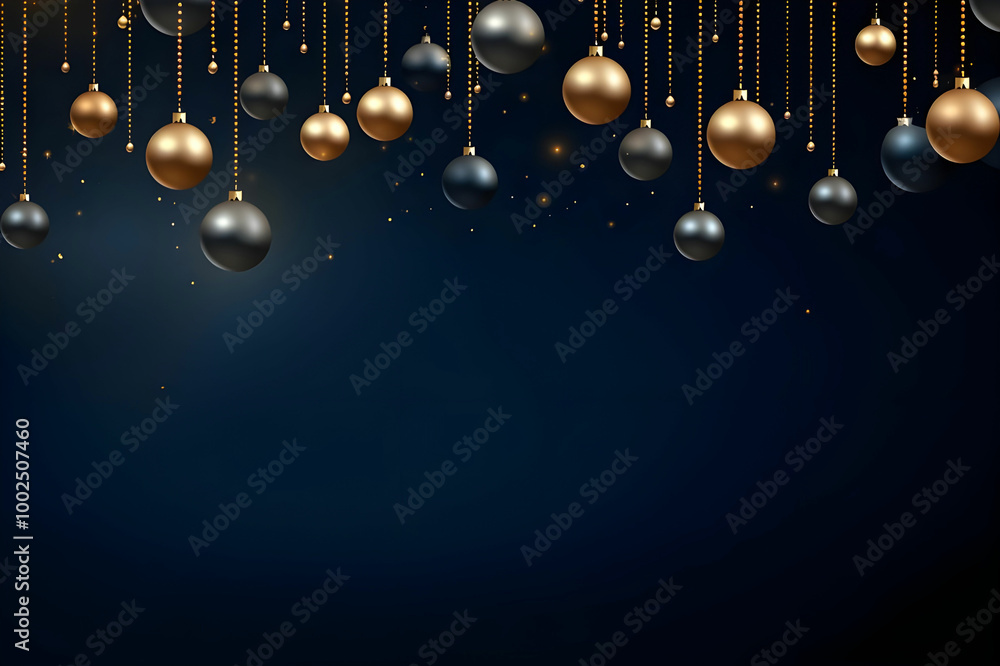 Fototapeta premium banner of happy new year with balls decorative