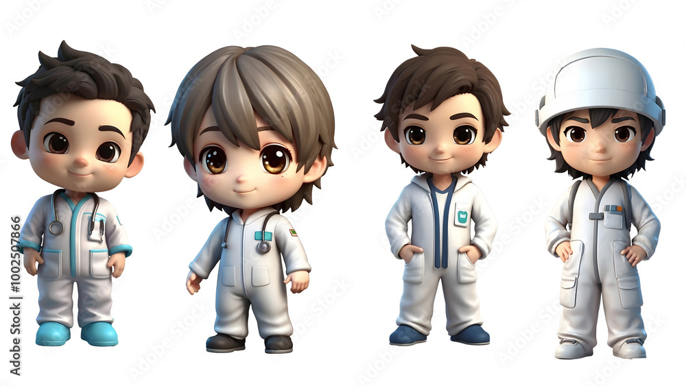 Adorable 3D Cartoon Male in Scrubsuit with Stethoscope Adorable 3D Cartoon Male in Scrubsuit with Stethoscope