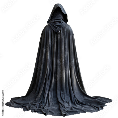 Black witch cloak isolated on transparent background.