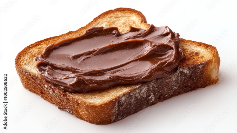 Slice of toast with chocolate spread on Slice of toast with chocolate spread on
