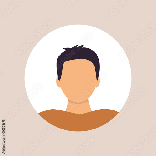 Flat illustration. Stylish profile of a man. Avatar, user profile, person icon, silhouette, profile picture. Suitable for social media profiles, icons, screensavers and as a template..