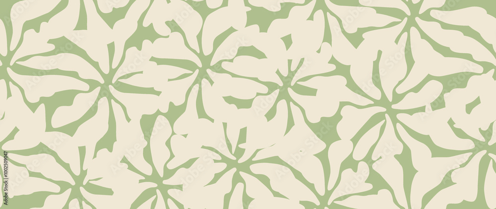 Flat seamless background. Minimalistic abstract floral pattern. Modern print. Ideal for textile design, screensavers, covers, cards, invitations and posters...