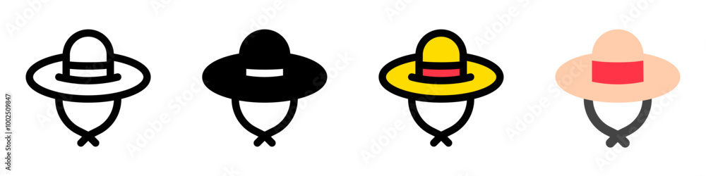 Editable sun hat vector icon. Part of a big icon set family. Perfect for web and app interfaces, presentations, infographics, etc Editable sun hat vector icon. Part of a big icon set family. Perfect for web and app interfaces, presentations, infographics, etc