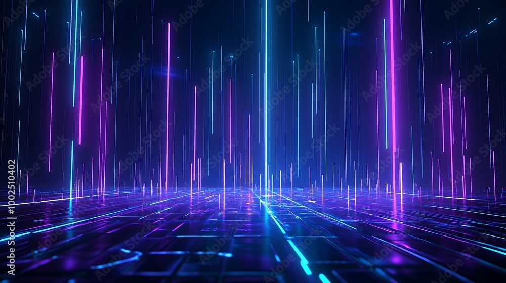 Futuristic neon glowing lines creating a digital landscape with vibrant colors. Futuristic neon glowing lines creating a digital landscape with vibrant colors.