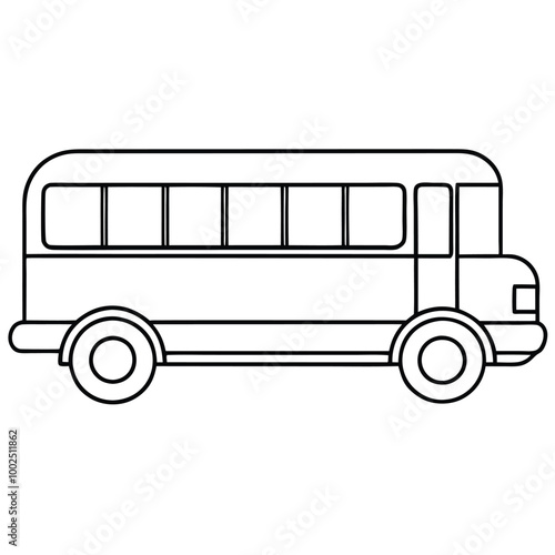 Minimalist School Bus Vector Outline.