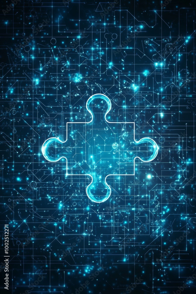 Abstract Blue Technology Background with Digital Puzzle Piece Problem Solving and Solutions Concept Abstract Blue Technology Background with Digital Puzzle Piece Problem Solving and Solutions Concept
