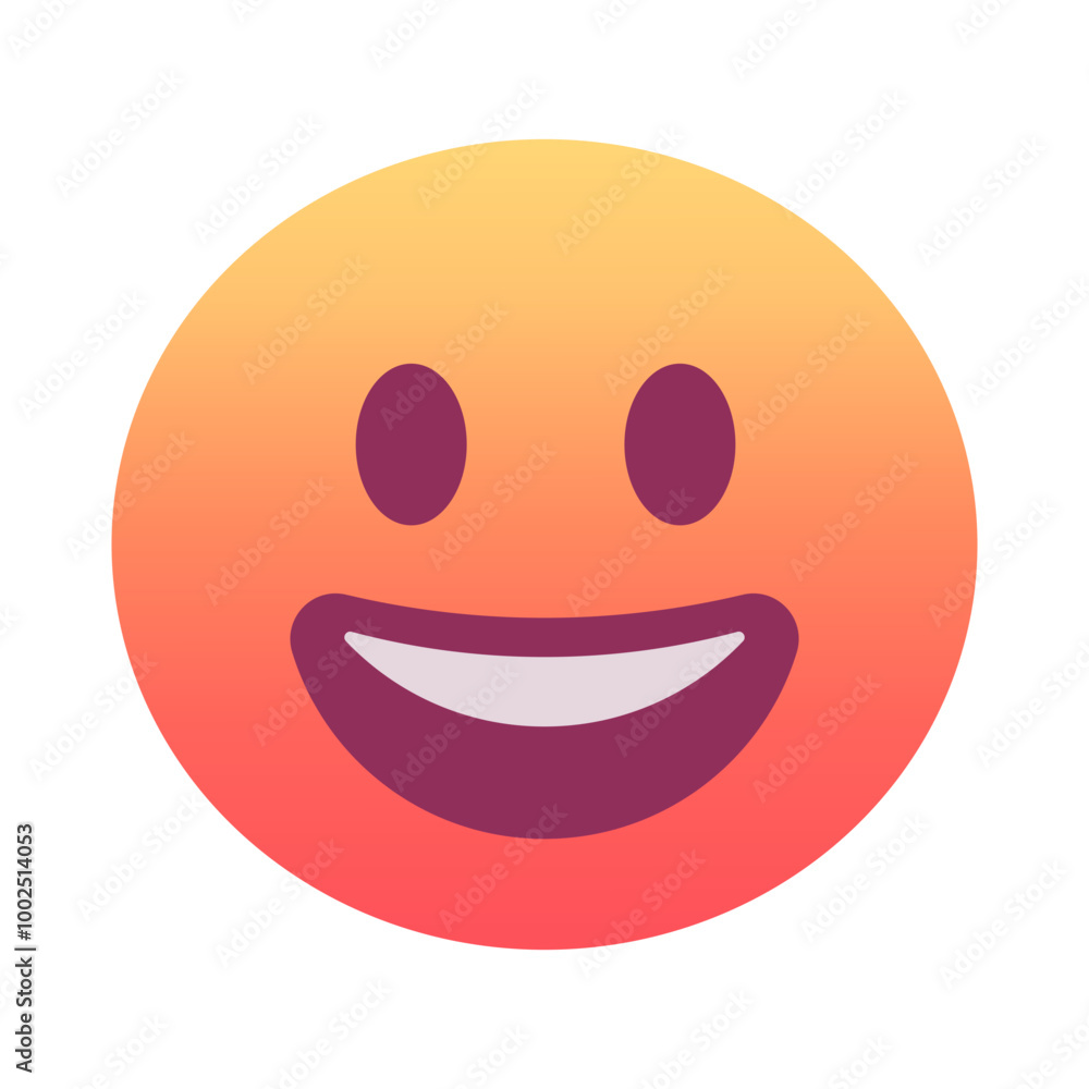Grinning face emoji icon. Trendy colors, popular element for social media and digital designs. Emoticon, isolated element. Grinning face emoji icon. Trendy colors, popular element for social media and digital designs. Emoticon, isolated element.