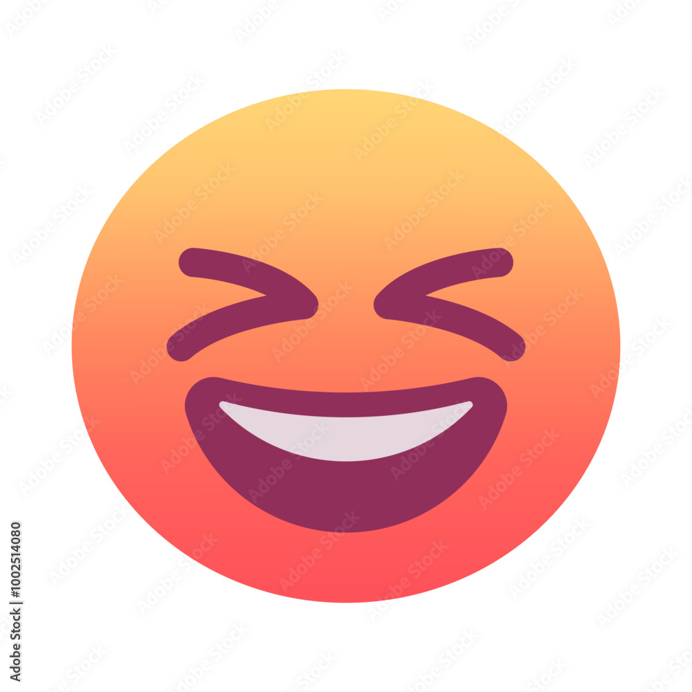 Grinning squinting face emoji icon. Trendy colors, popular element for social media and digital designs. Emoticon, isolated element. Grinning squinting face emoji icon. Trendy colors, popular element for social media and digital designs. Emoticon, isolated element.