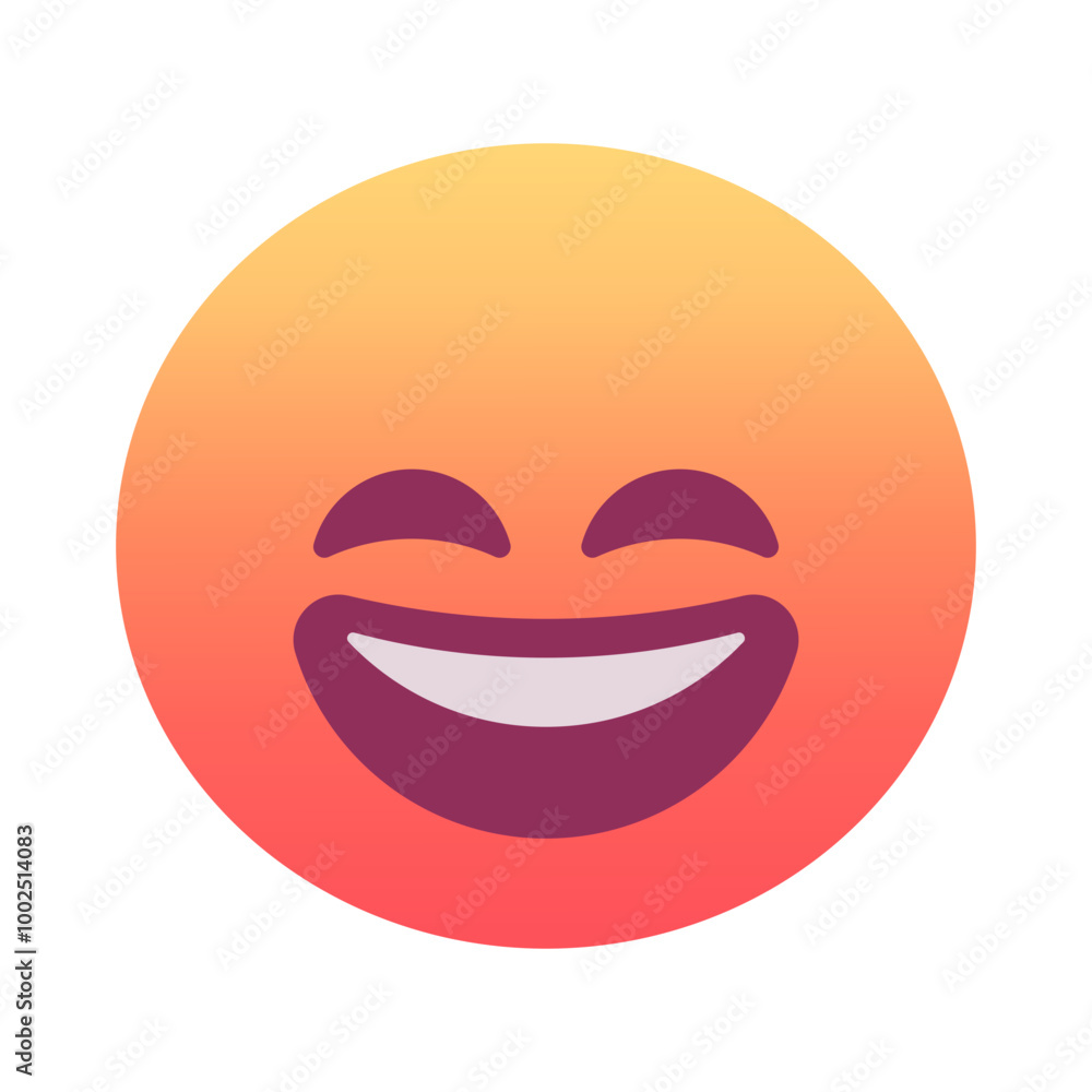 Grinning face with smiling eyes emoji icon. Trendy colors, popular element for social media and digital designs. Emoticon, isolated element. Grinning face with smiling eyes emoji icon. Trendy colors, popular element for social media and digital designs. Emoticon, isolated element.