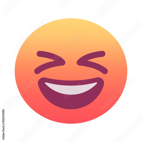 Grinning squinting face emoji icon. Trendy colors, popular element for social media and digital designs. Emoticon, isolated element.