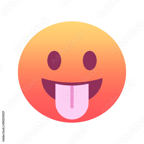 Face with tongue emoji icon. Trendy colors, popular element for social media and digital designs. Emoticon, isolated element.