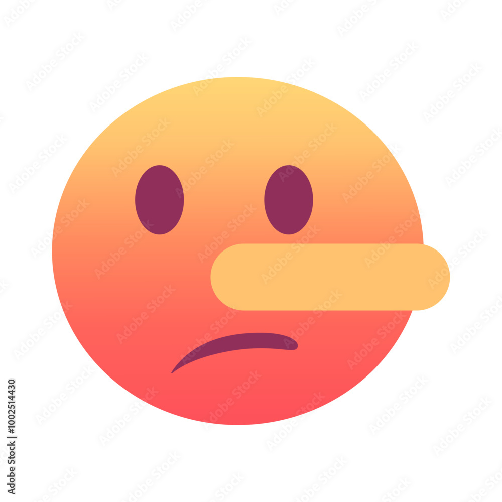 Lying face emoji icon. Trendy colors, popular element for social media and digital designs. Emoticon, isolated element. Lying face emoji icon. Trendy colors, popular element for social media and digital designs. Emoticon, isolated element.