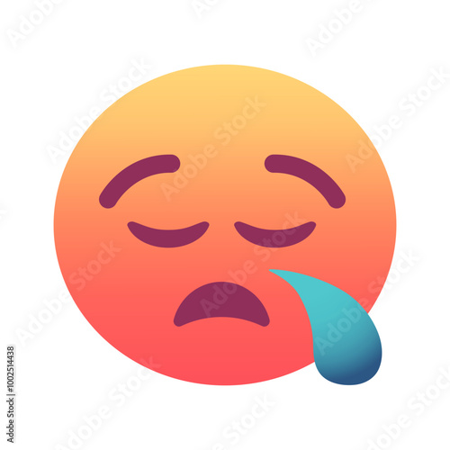 Sleepy face emoji icon. Trendy colors, popular element for social media and digital designs. Emoticon, isolated element.