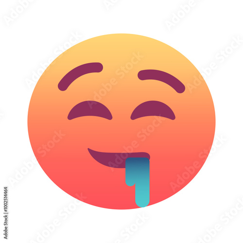 Drooling face emoji icon. Trendy colors, popular element for social media and digital designs. Emoticon, isolated element.