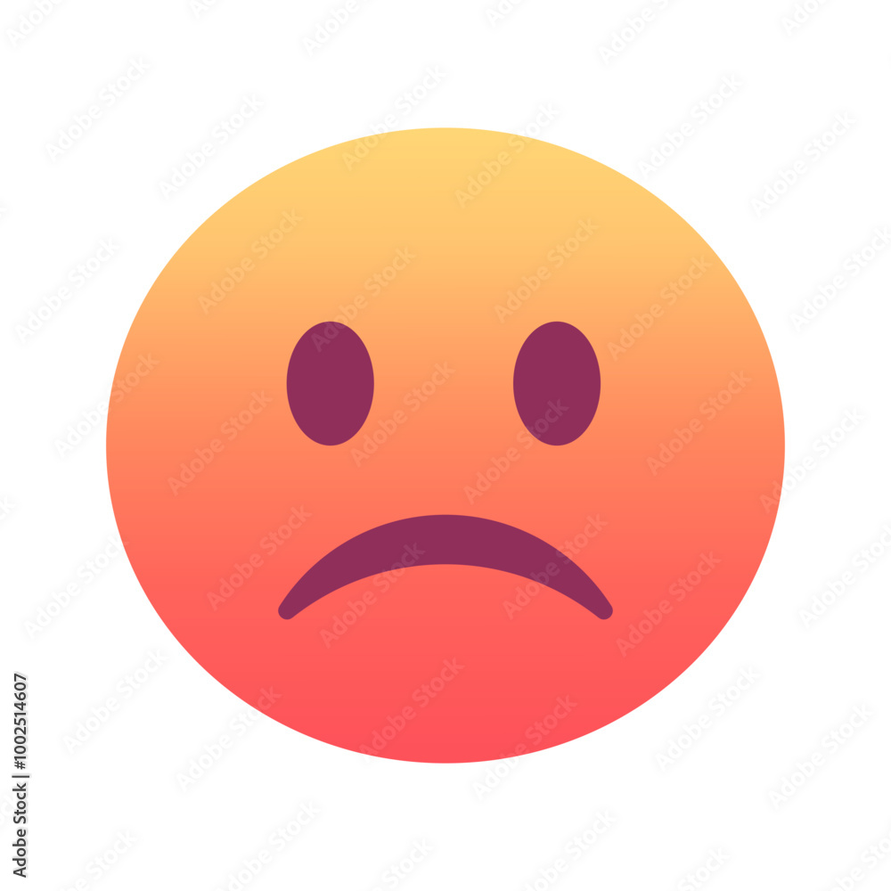 Fototapeta premium Slightly frowning face emoji icon. Trendy colors, popular element reflecting mild discontent, often used in social media. Emoticon, isolated element.