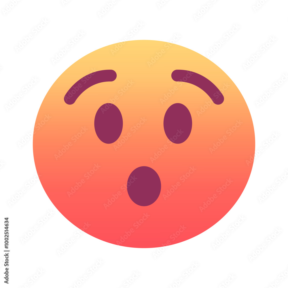 Obraz premium Hushed face emoji icon. Trendy colors, popular element conveying silence or shushing, often used in social media. Emoticon, isolated element.
