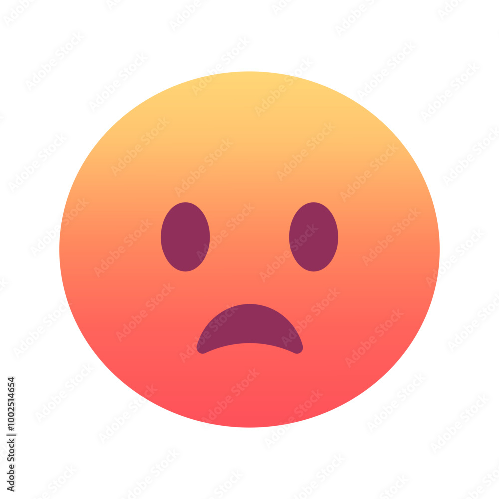 Frowning face with open mouth emoji icon. Trendy colors, popular element expressing surprise or disappointment, often used in social media. Emoticon, isolated element. Frowning face with open mouth emoji icon. Trendy colors, popular element expressing surprise or disappointment, often used in social media. Emoticon, isolated element.