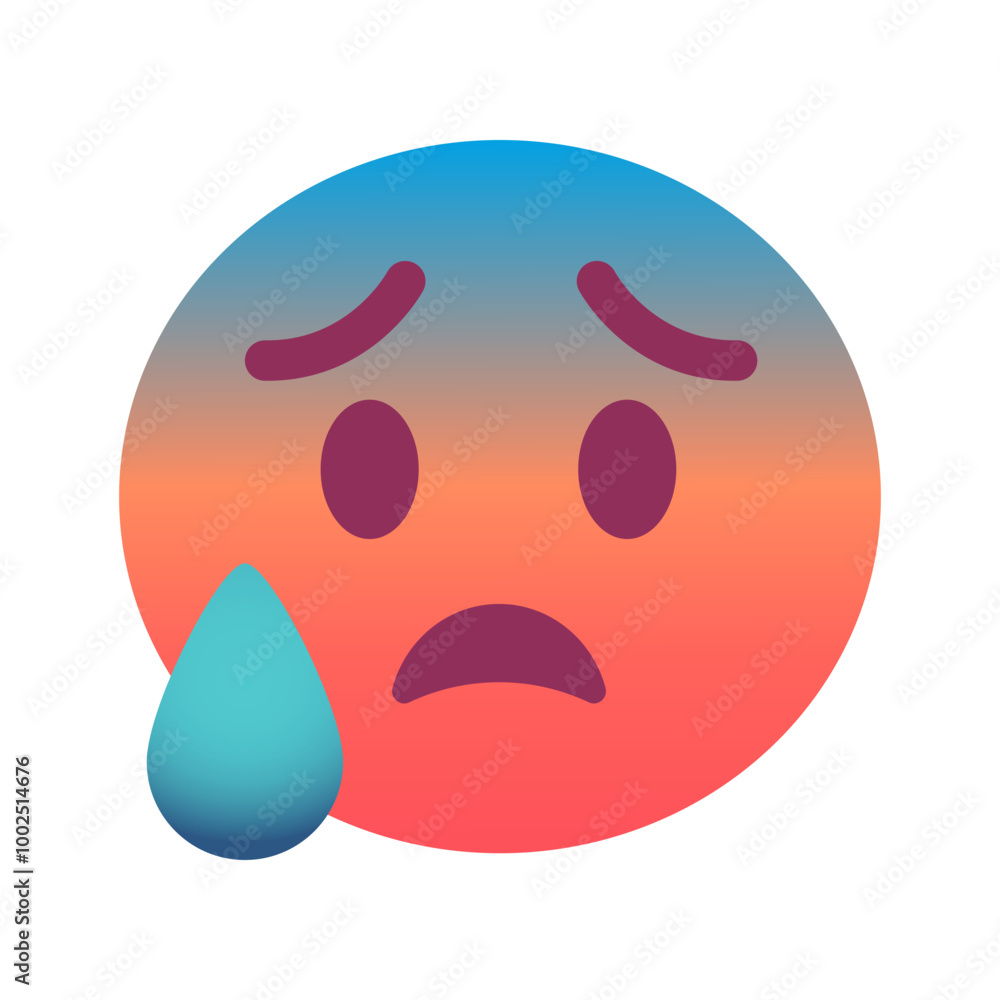 Anxious face with sweat emoji icon. Trendy colors, popular element expressing nervousness or anxiety, commonly used in social media. Emoticon, isolated element. Anxious face with sweat emoji icon. Trendy colors, popular element expressing nervousness or anxiety, commonly used in social media. Emoticon, isolated element.