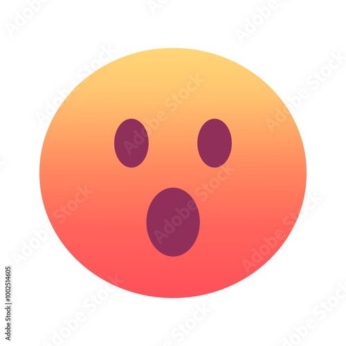 Face with open mouth emoji icon. Trendy colors, popular element expressing surprise or shock, frequently used in social media. Emoticon, isolated element.