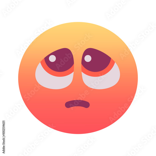 Pleading face emoji icon. Trendy colors, popular element expressing a sense of begging or vulnerability, frequently used in social media. Emoticon, isolated element.