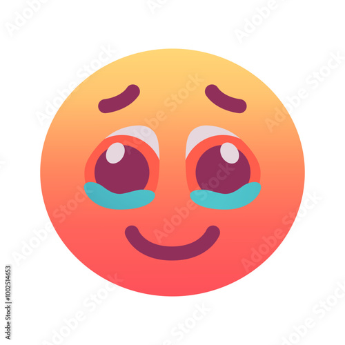 Face holding back tears emoji icon. Trendy colors, popular element depicting a mix of sadness and strength, often used in social media. Emoticon, isolated element.