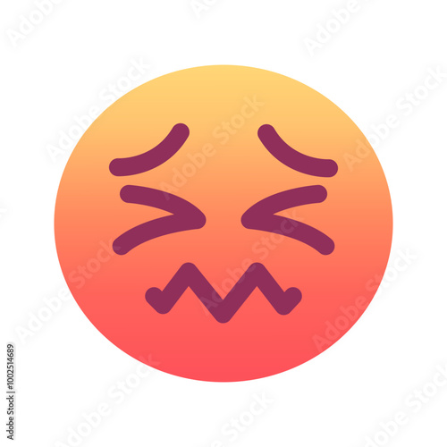 Confounded face emoji icon. Trendy colors, popular element representing confusion and frustration, frequently used in social media. Emoticon, isolated element.