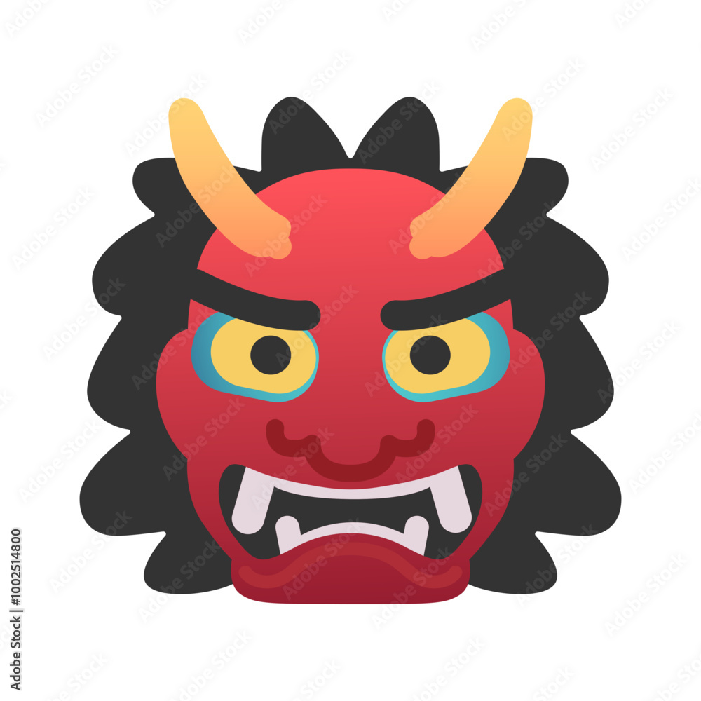 Naklejka premium Ogre emoji icon. Trendy colors, popular element representing fantasy or humor, commonly used in social media. Emoticon, isolated element.