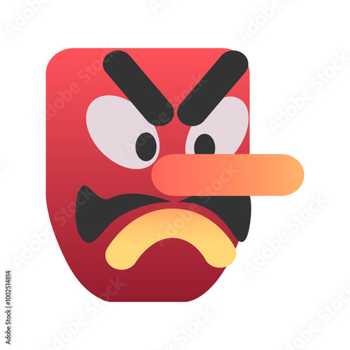 Goblin emoji icon. Trendy colors, popular element often associated with fantasy and mischief, frequently used in social media. Emoticon, isolated element.